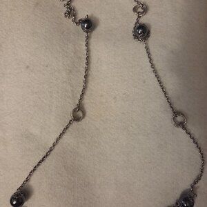 Simona Collini Hematite and Silver 40" Necklace